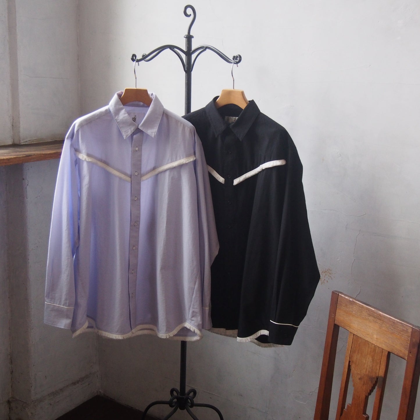 ナイロンコットン高密度フリンジシャツ SAXE BLUE OPTRICO02A